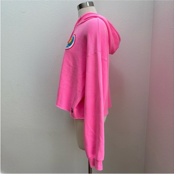 Aviator Nation Cropped Hoodie Rare Malibu Chili Cook Off Neon Pink Size Medium - Picture 9 of 11